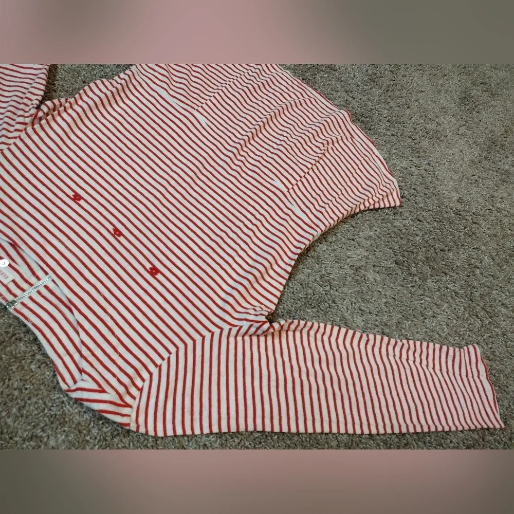 Rebecca Taylor Striped Peplum Blouse With Embroidered Flowers Medium - Picture 2 of 10